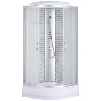 Душевая кабина CS-6690-25FW,90*90*215ср.п 25см,бел.кирпич.узор,стекло 4мм,проф.хром!!!УСИЛЕННАЯ!!! #WF_CITY_VIN# картинка