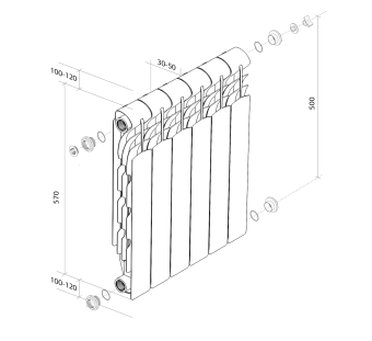 Радиатор Royal Thermo Revolution 500- 6 секц. #WF_CITY_VIN# картинка