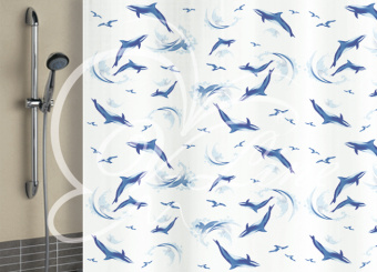 Занавеска д/ванной 180*180 "Дельфины белые" #WF_CITY_VIN# картинка