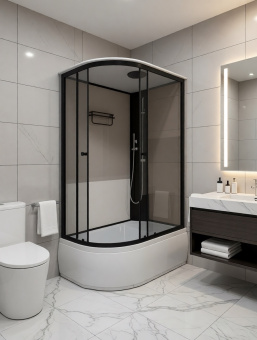 Душевая кабина ДАНА-54 R 120*80*215 (БЕЖ полосы) в.п. #WF_CITY_VIN# картинка