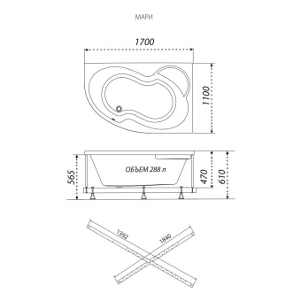 Акриловая ванна МАРИ Левая 170*110 #WF_CITY_VIN# картинка