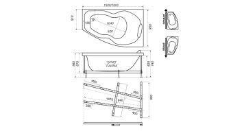 БРИЗ ванна ГМ+1Спина+1КрРег акрил. 150*950*670 Левая #WF_CITY_VIN# картинка