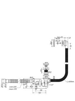 Обвязка для ванны 1 1/2 х 40 регулируемый, "клик-клак", с переливом (А-26089) ОРИО #WF_CITY_VIN# картинка
