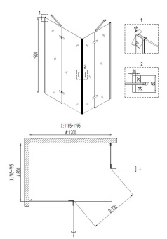 Душевое ограждение NG-6817-08 BLACK 120*80*190 прямоугольник, дверь распашная #WF_CITY_VIN# картинка