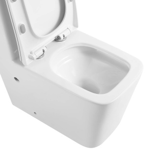 Унитаз GR-4486SQ Classic МОНОБЛОК БЕЛЫЙ безободковый с тонкой крышкой, микролифт, ТОРНАДО #WF_CITY_VIN# картинка