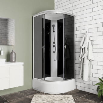 Душевая кабина Niagara Eco NG-3504-14BLACK (90*90*215) ср.п (26см), стекло мозаика  ЛУЧШАЯ ЦЕНА! #WF_CITY_VIN# картинка