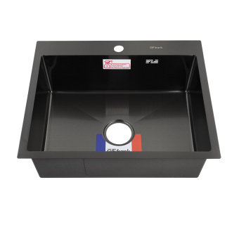 Мойка GFFrank врезная 60*50 ГРАФИТ гл ч 20см, большой сифон с переливом 60502G #WF_CITY_VIN# картинка