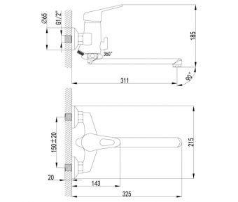 Смеситель LEMARK универсальный LM4112С "Луна" #WF_CITY_VIN# картинка