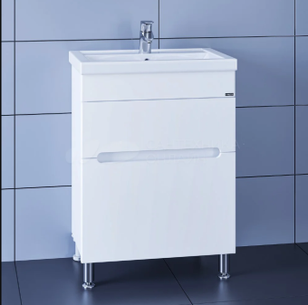 Тумба "Лондон 60" напольная правая "Белый Матовый" со столешницей "Кородона" #WF_CITY_VIN# картинка