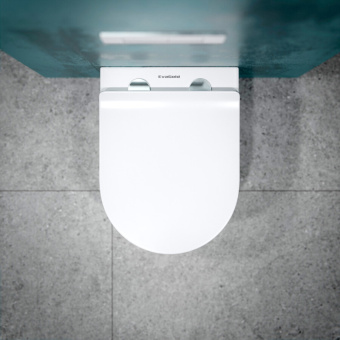 Унитаз подвесной K505MD безободковый, сиденье тонкое ДП, БЕЛЫЙ МРАМОР #WF_CITY_VIN# картинка