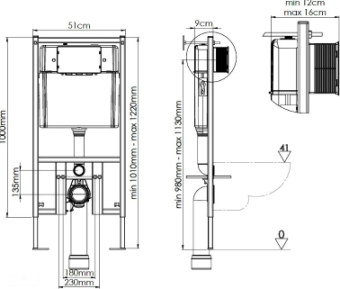 (SET) LORANTO Инсталляция + унитаз Azario FRETTA ROUND подвесной + кнопка Loranto круг хром глянец #WF_CITY_VIN# картинка