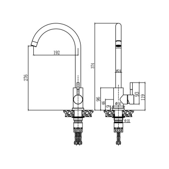 Смеситель АНТЕЙ д/кухни 511512 Булат с высоким изливом бежевый  #WF_CITY_VIN# картинка