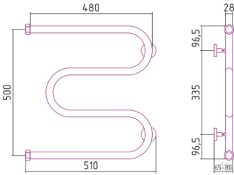 Полотенцесушитель водяной М-образный 500*500 (1") ЧЕРНЫЙ #WF_CITY_VIN# картинка