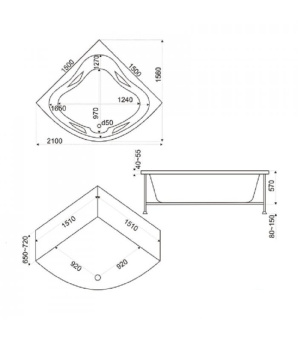 Акриловая ванна с каркасом Империал 150*150 #WF_CITY_VIN# картинка