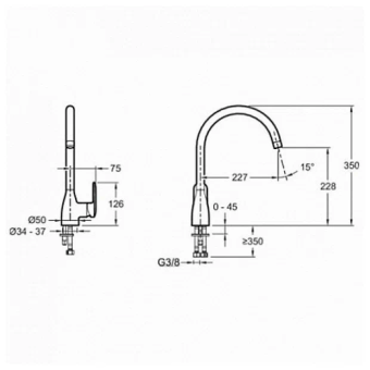 E99477-CP смеситель для кухни KUMIN, однорыч., поворотный излив (хром) #WF_CITY_VIN# картинка