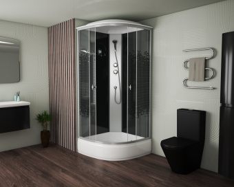 Душевая кабина Niagara Eco NG-3504-14BLACK (90*90*215) ср.п (26см), стекло мозаика  ЛУЧШАЯ ЦЕНА! #WF_CITY_VIN# картинка