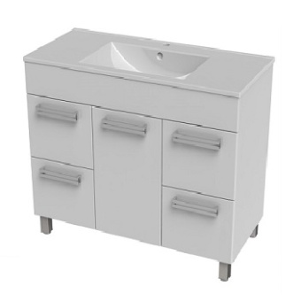 Тумба "НИКА 101" 4 ящ. 1 дв.белая напольная с раковиной 825 E 1000 ТРИТОН #WF_CITY_VIN# картинка