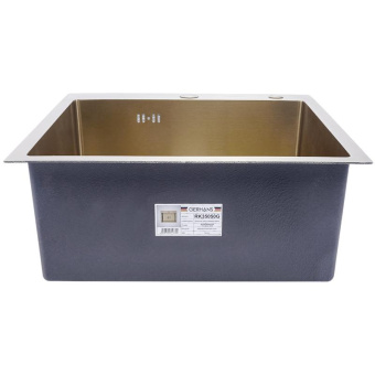 Мойка врезная GERHANS RK35050G 50*50см Золото 3,0мм, глубина 220мм + сифон #WF_CITY_VIN# картинка
