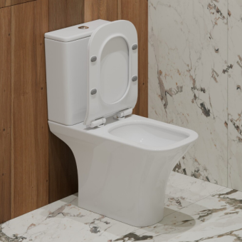 Унитаз-компакт EG307T безободковый ,круг смыв,сиденье тонкое ДП #WF_CITY_VIN# картинка