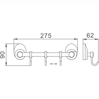 Вешалка 3 крючка HB1615-3 #WF_CITY_VIN# картинка