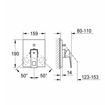 Смеситель для ванны Eurocube, комплект верхней монтажной части для 35501, 19896000 GROHE #WF_CITY_VIN# картинка