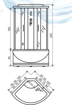 AQUAPULSE 4002E 90*90*220 гл.п. fabric white marble !!!АКЦИЯ!!! #WF_CITY_VIN# картинка