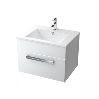 Тумба "НИКА 62" 1 ящ. белая подвесная с раковиной 825 А 600(плоский) ТРИТОН #WF_CITY_VIN# картинка