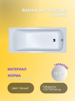 Gamma ванна (1700*700*540)  БЕЗ НОЖЕК  #WF_CITY_VIN# картинка