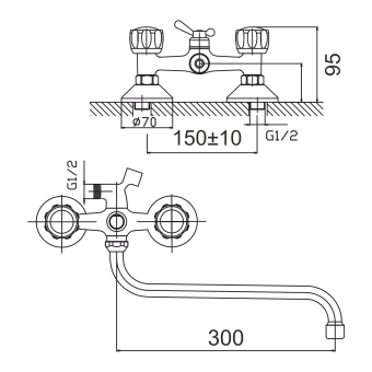 Смеситель Gota Rocio д/ванны G344510 Orio с 2-мя рукоятками     #WF_CITY_VIN# картинка