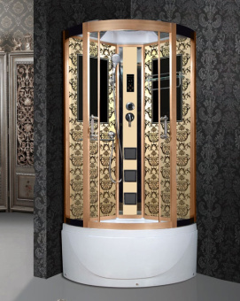 NG 7710G (Ниагара) душевая кабина 100*100*215 гл.п (стенки ЗОЛОТО) #WF_CITY_VIN# картинка