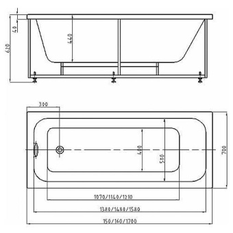 Акриловая ванна Мия 170*70 без ножек #WF_CITY_VIN# картинка