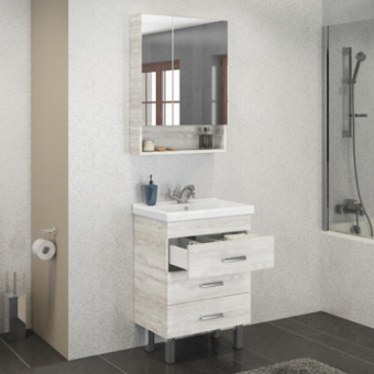 Тумба "Никосия-60 Н" дуб белый с раковиной Fest 60 #WF_CITY_VIN# картинка