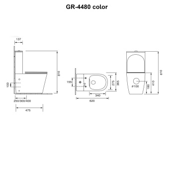 Унитаз GR-4480BEMS Color БЕЖЕВЫЙ матовый безободковый #WF_CITY_VIN# картинка