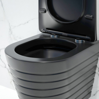 Унитаз подвесной K703BM безободковый, сиденье тонкое ДП, ЧЕРНЫЙ МАТОВЫЙ #WF_CITY_VIN# картинка