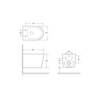 Унитаз подвесной K703 безободковый, сиденье тонкое ДП #WF_CITY_VIN# картинка