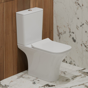 Унитаз компакт T2335 безободковый круговой смыв + сиденье тонкое ДП #WF_CITY_VIN# картинка