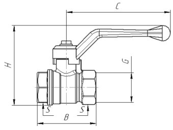 Кран шар 1/2 ш/ш рычаг ГАЗ #WF_CITY_VIN# картинка