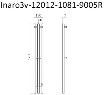 Полотенцесушитель Inaro 120*6*018 (Эл.,Черн(мат),3секц по 3вст,ТэнКанцер300W,4кроншт #WF_CITY_VIN# картинка