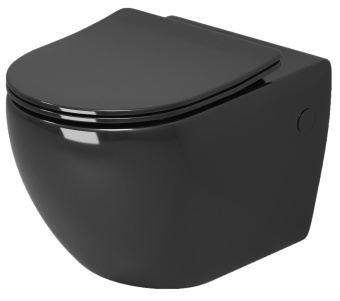 Унитаз подвесной GR-4411BS безободковый с тонкой крышкой ЧЕРНЫЙ #WF_CITY_VIN# картинка