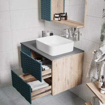 Тумба подвесная "АЛЬБА 80" с 2 ящ. веллингтон/бриз Grossman БЕЗ РАКОВИНЫ GR-3016/Олимпия-56 #WF_CITY_VIN# картинка