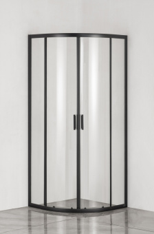 Душевое ограждение EG4B 100*100 полукр. (черн.мат., прозрачное) #WF_CITY_VIN# картинка