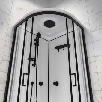 Душевая кабина Прайм-Блэк 90*90 А 1/4 круга, низ.поддон, белый  #WF_CITY_VIN# картинка