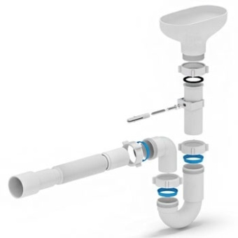 Сифон АНИ 1 1/2"*40 прямоточный с разрывом струи, с гибкой трубой DR0115 #WF_CITY_VIN# картинка