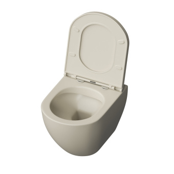 Унитаз GR-4455BEMS Бежевый матовый, подвесной безободковый с тонкой крышкой #WF_CITY_VIN# картинка