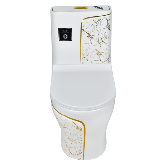 EY-9005 унитаз моноблок, дюропласт, микролифт, белый/золото #WF_CITY_VIN# картинка
