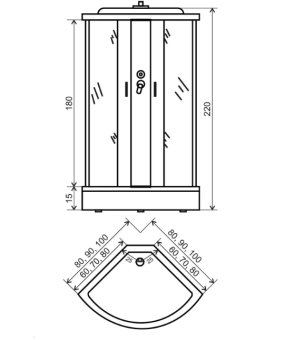 AQUAPULSE 4022D 90*90*220 низ.п. fabric white #WF_CITY_VIN# картинка