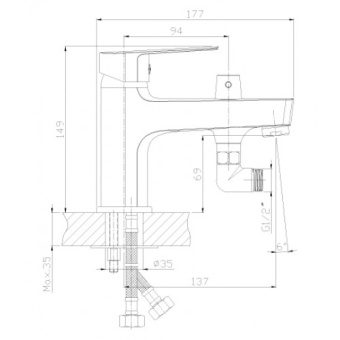 Смеситель S35-38 д/ванны 350мм ROSSINKA #WF_CITY_VIN# картинка