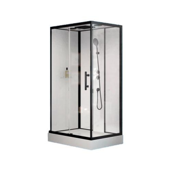 Душевая кабина1806C-S (с полкой) 80*120*215 н.п.,профиль Черный,белая задн.стенка,прозр. ст. #WF_CITY_VIN# картинка