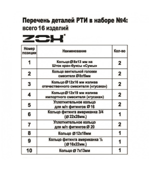 Рем.набор №4 (кольца сантехнические, 18шт) #WF_CITY_VIN# картинка