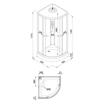 Душевая кабина 80*80 ВЕЛЬВЕТ А-ПОЛКА /низ.поддон #WF_CITY_VIN# картинка